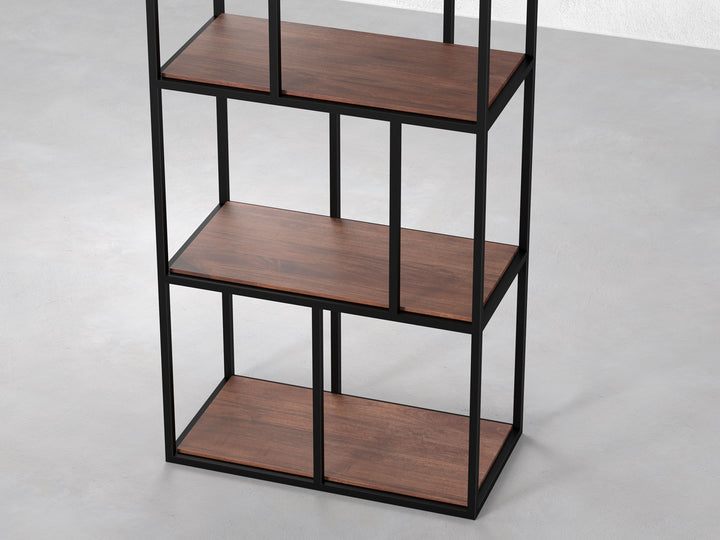 Bookshelf, solid mango wood and steel