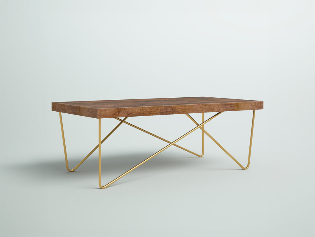 Coffee table, solid mango wood and steel