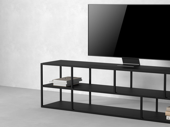 TV unit, solid acacia wood and steel