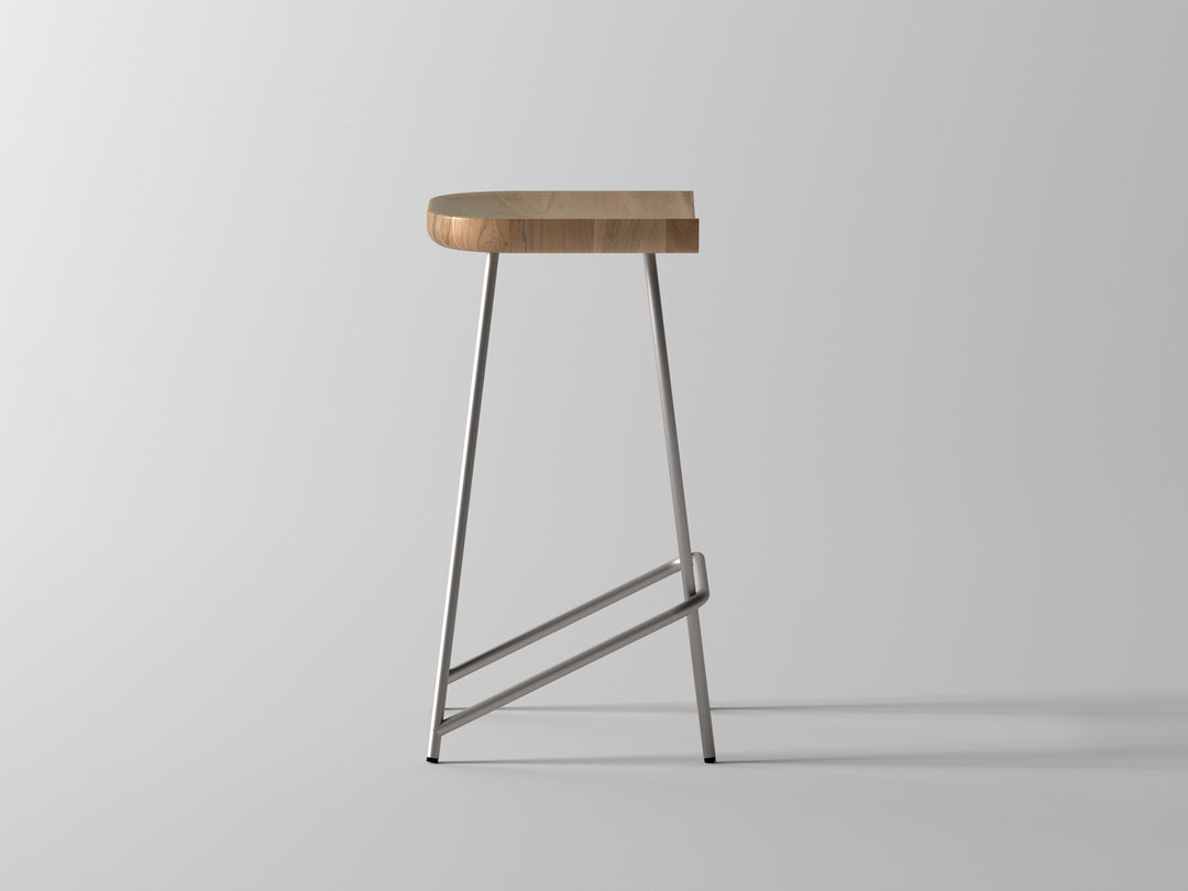 Bar Stool made of solid acacia wood and carbon steel