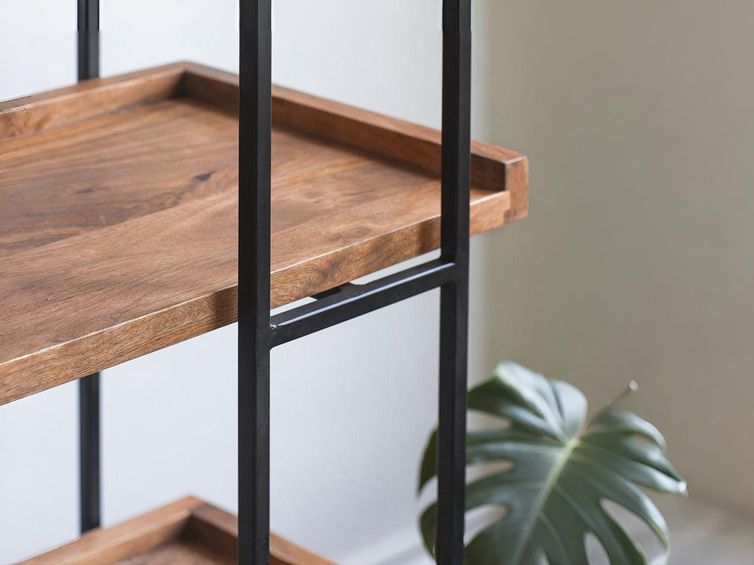 Bookshelf, solid mango wood and steel