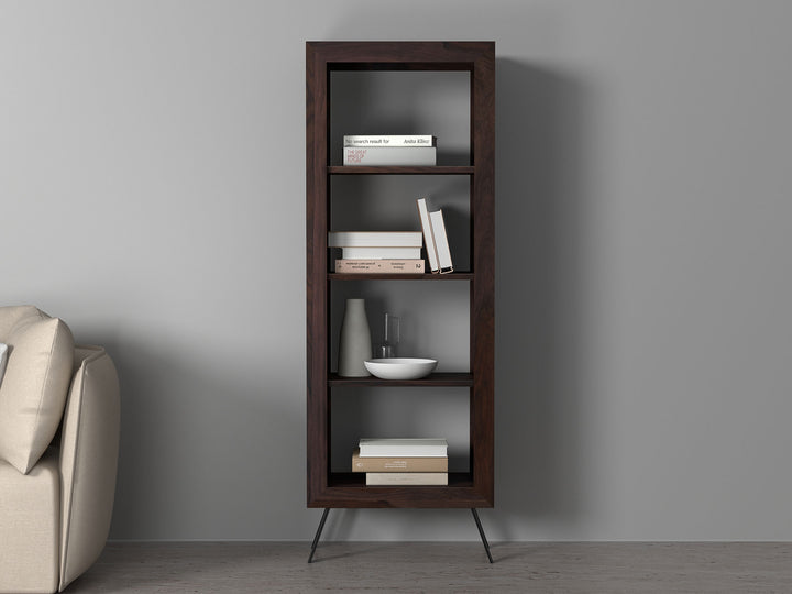 Bookshelf, solid sheesham wood and steel