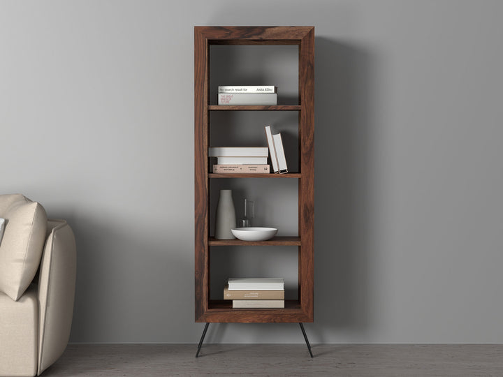Bookshelf, solid sheesham wood and steel