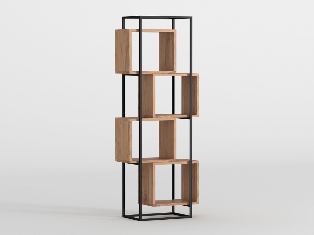 Bookshelf, solid acacia wood and steel