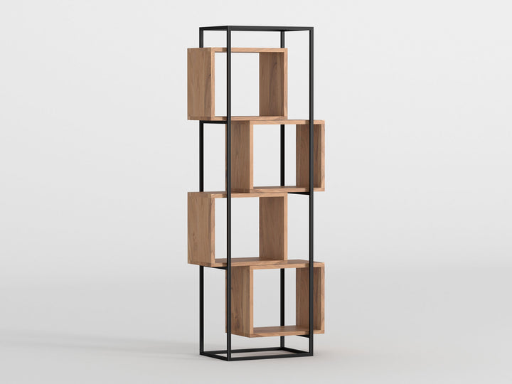 Bookshelf, solid acacia wood and steel