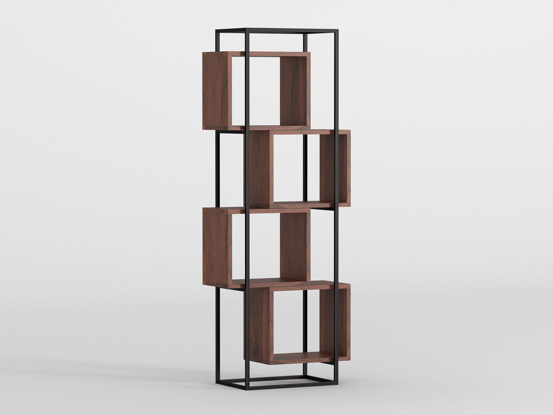 Bookshelf, solid acacia wood and steel