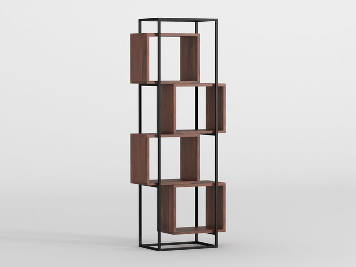 Bookshelf, solid acacia wood and steel