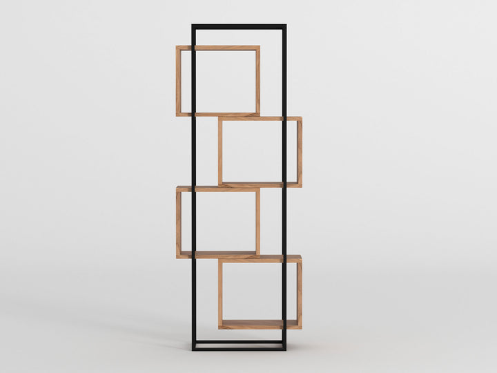 Bookshelf, solid acacia wood and steel