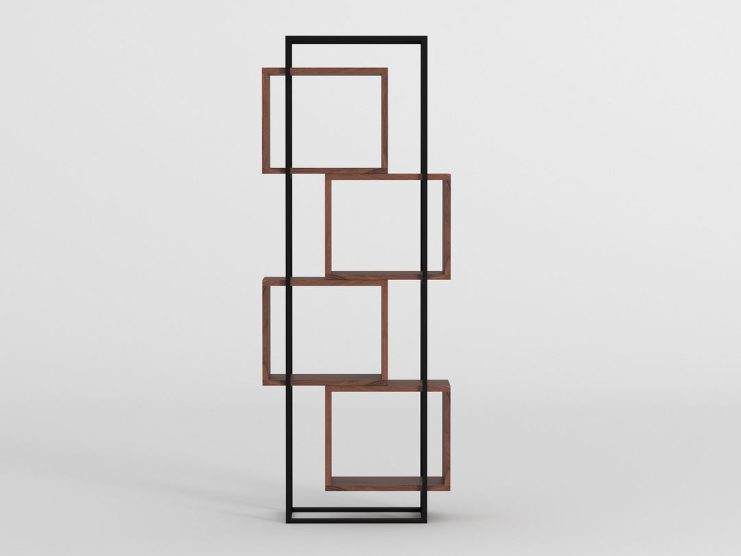 Bookshelf, solid acacia wood and steel