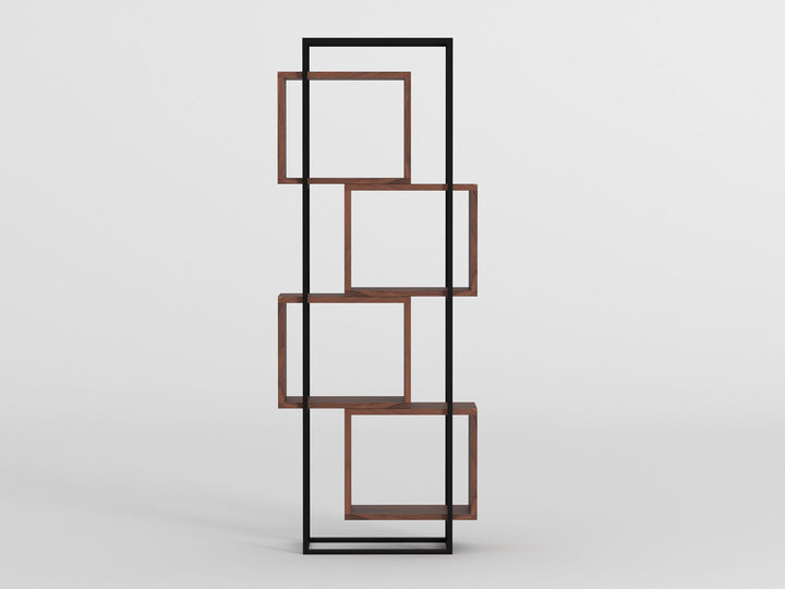Bookshelf, solid acacia wood and steel