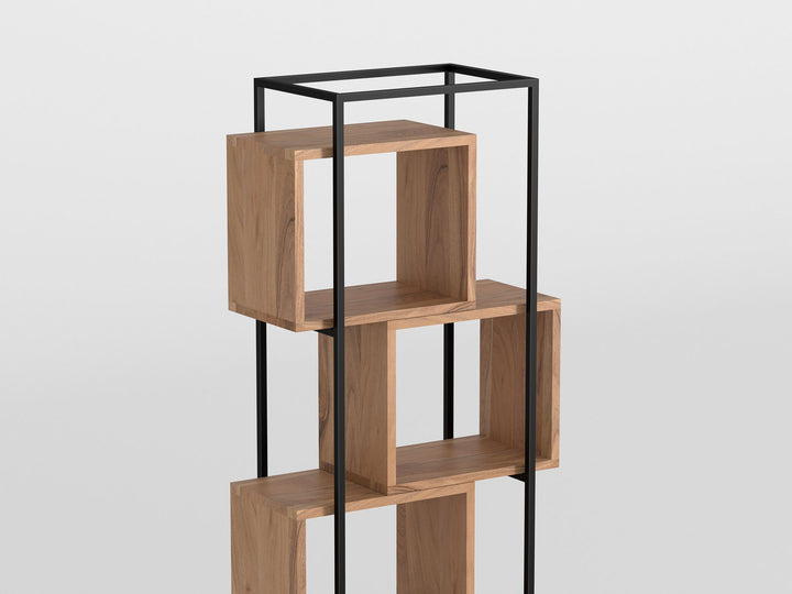 Bookshelf, solid acacia wood and steel
