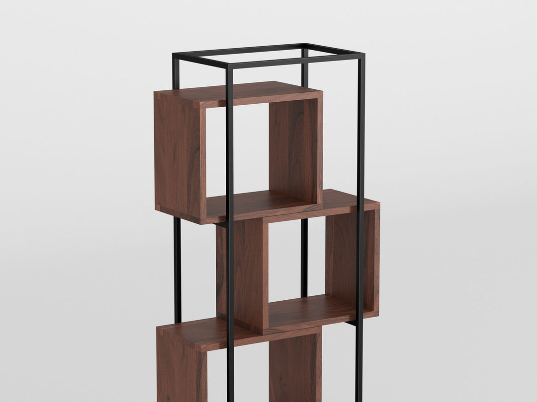 Bookshelf, solid acacia wood and steel