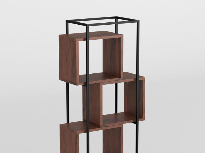 Bookshelf, solid acacia wood and steel