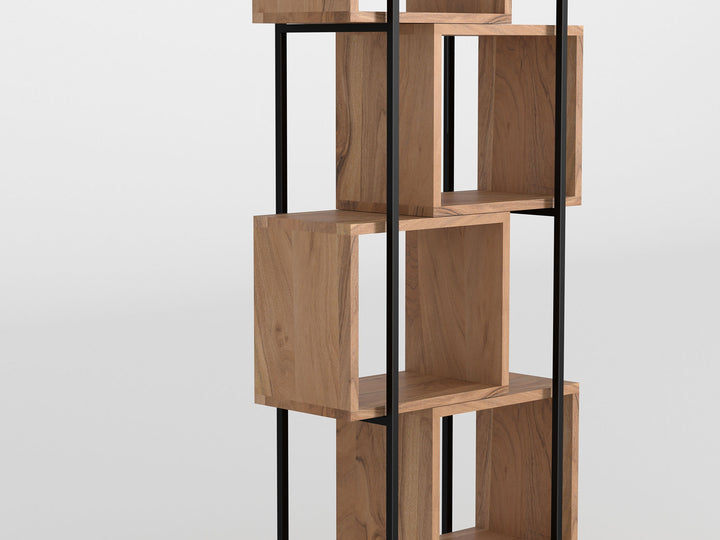 Bookshelf, solid acacia wood and steel