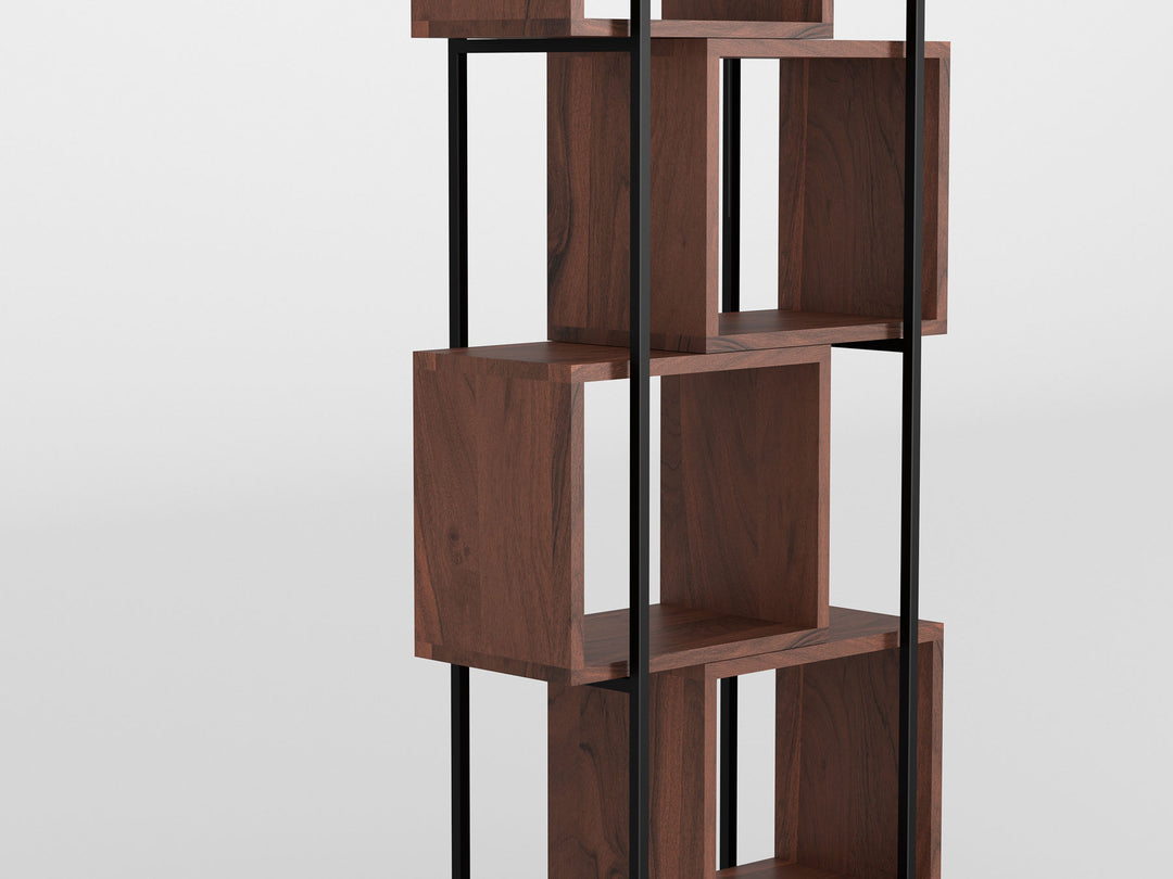 Bookshelf, solid acacia wood and steel
