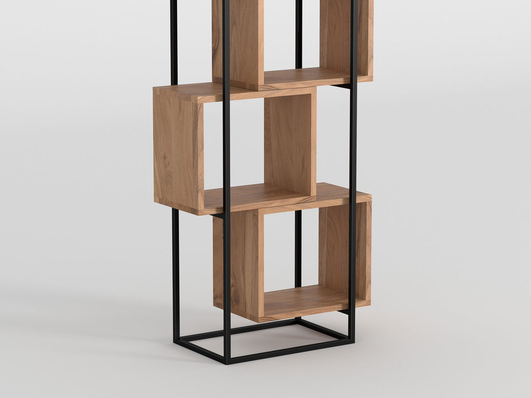 Bookshelf, solid acacia wood and steel