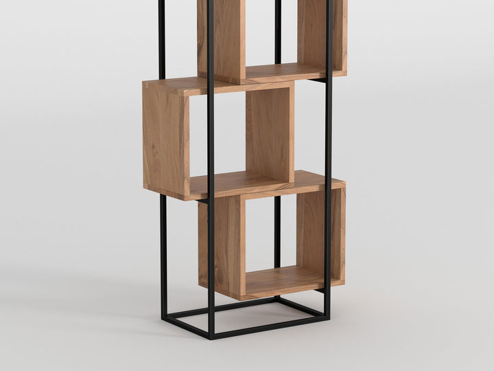 Bookshelf, solid acacia wood and steel