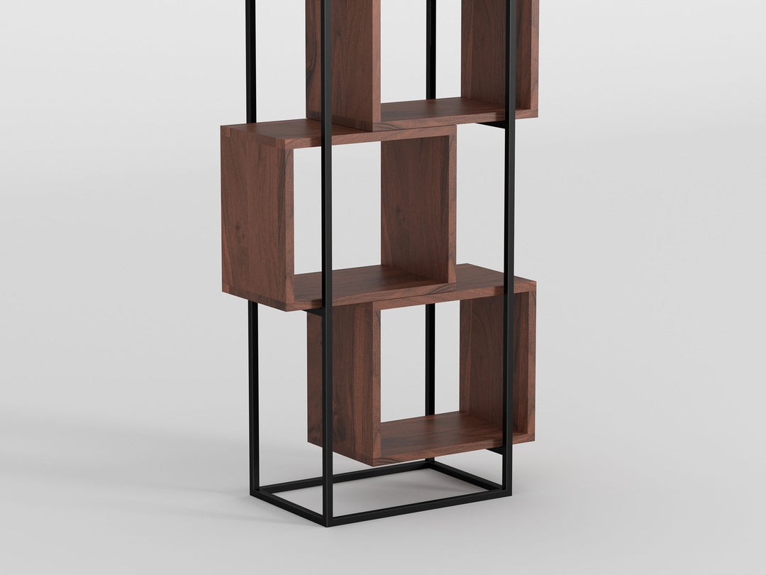 Bookshelf, solid acacia wood and steel