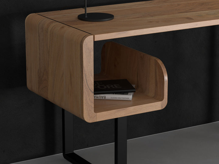 Desk, solid acacia wood and steel