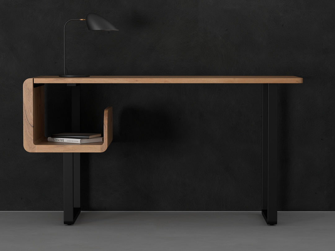 Desk, solid acacia wood and steel