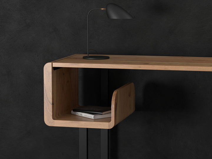 Desk, solid acacia wood and steel