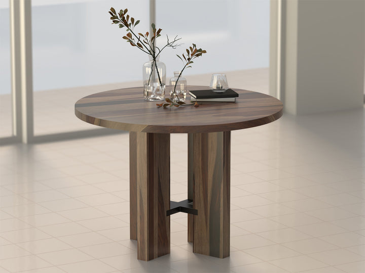 2-4 Seater dining table made of solid sheesham wood and carbon steel - INMARWAR