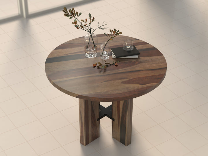 2-4 Seater dining table made of solid sheesham wood and carbon steel - INMARWAR