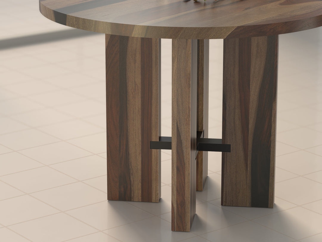 2-4 Seater dining table made of solid sheesham wood and carbon steel - INMARWAR