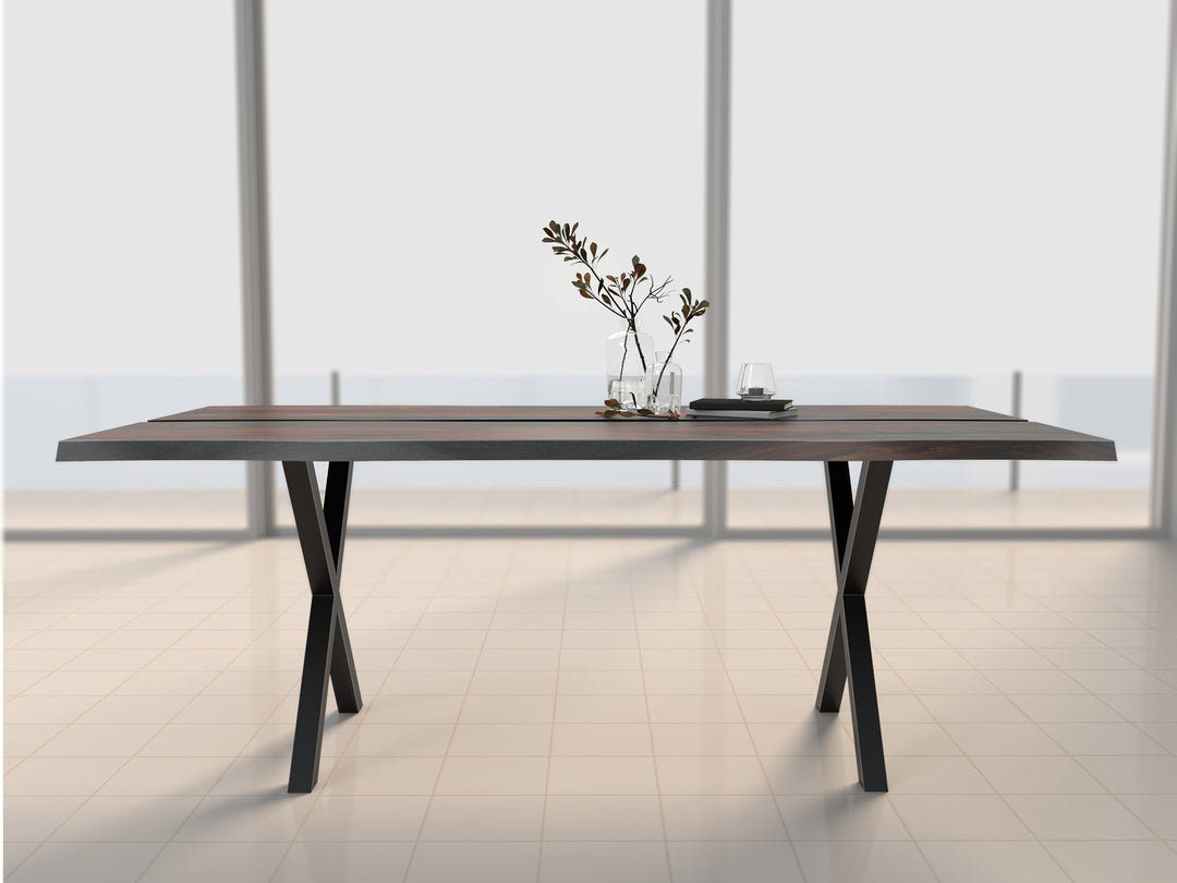 6 Seater dining table made of solid sheesham wood and carbon steel - INMARWAR
