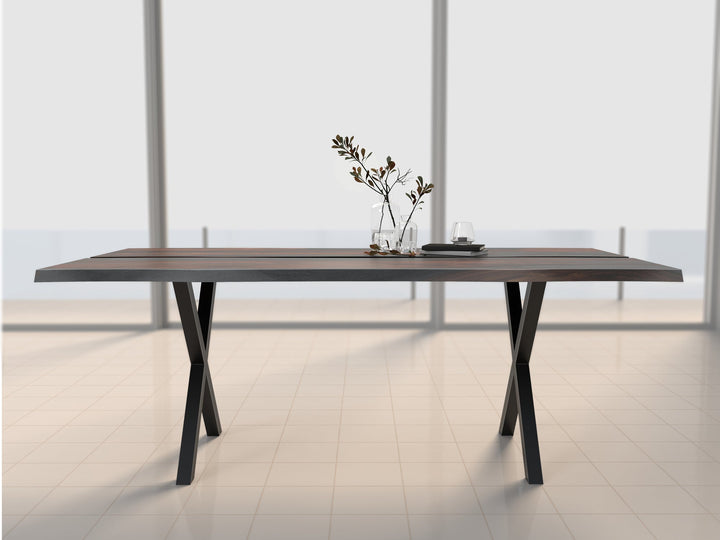 6 Seater dining table made of solid sheesham wood and carbon steel - INMARWAR