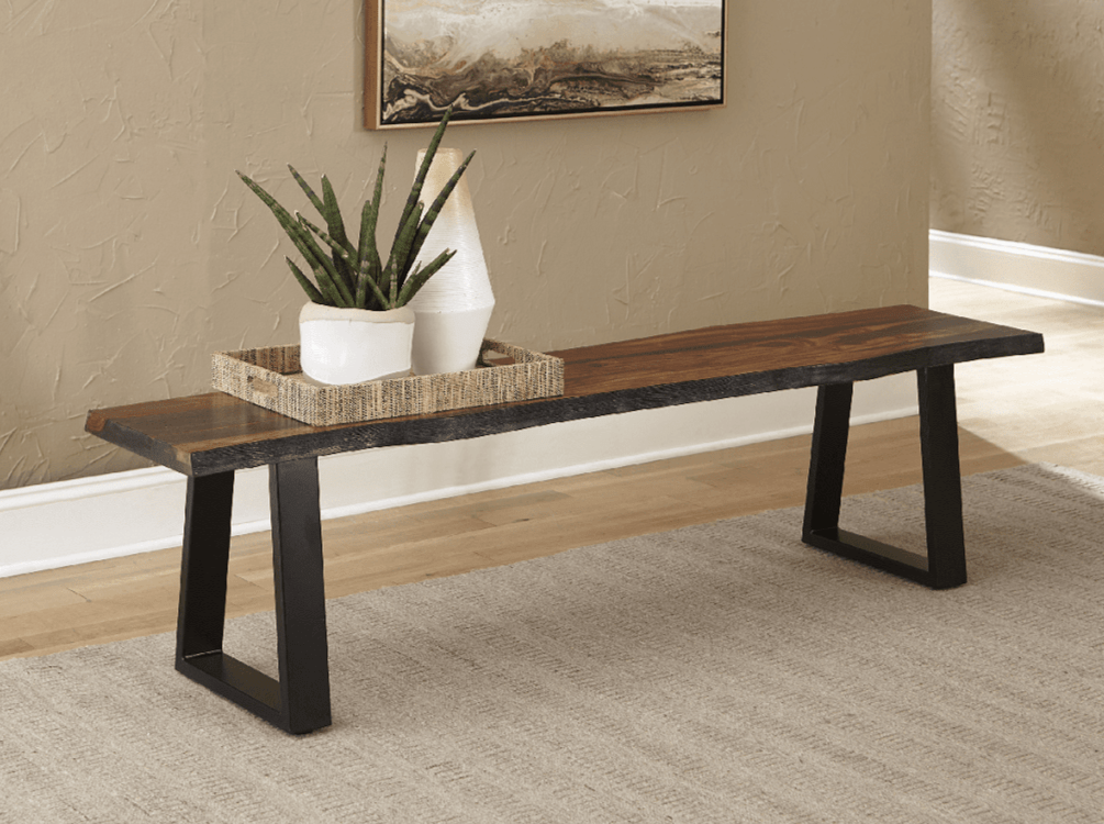 Bench made of solid sheesham wood and carbon steel - INMARWAR