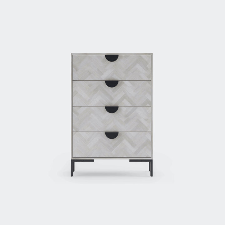 Chest of four drawers made of solid mango wood and carbon steel - INMARWAR