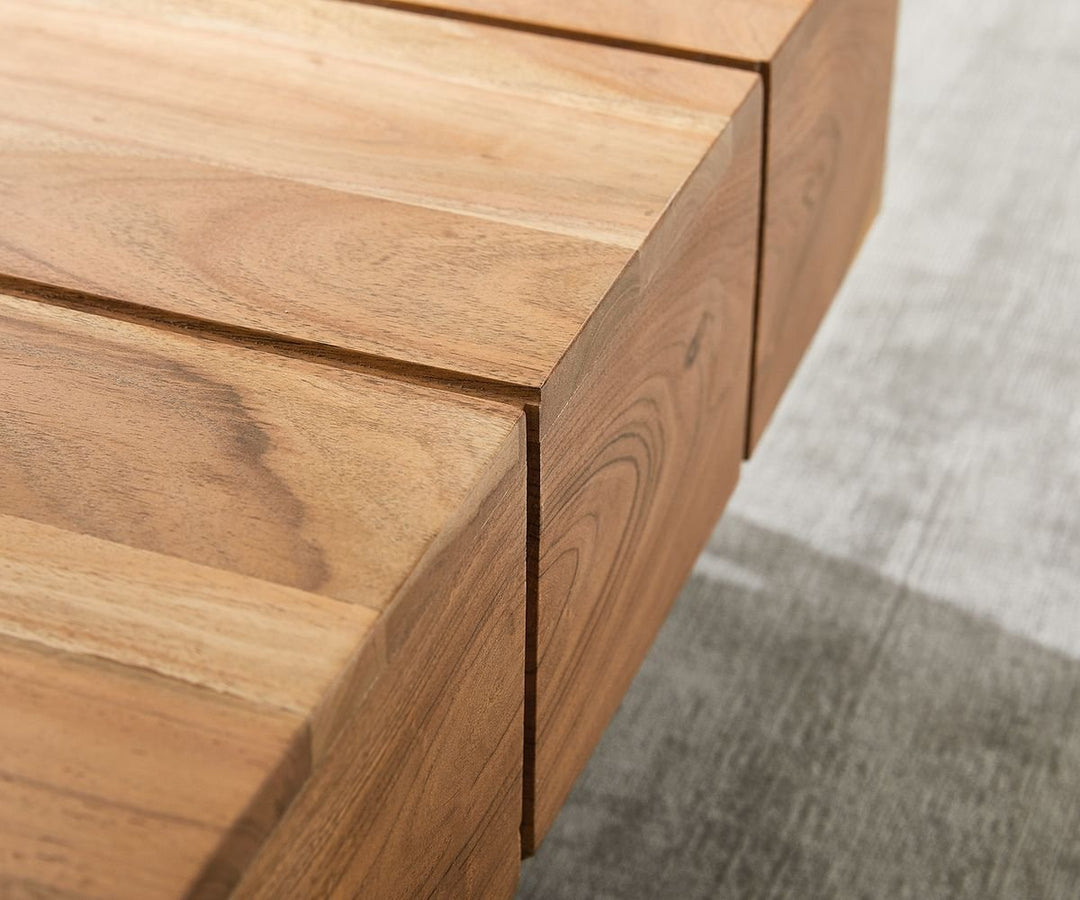 Coffee table made of solid acacia wood and carbon steel - INMARWAR
