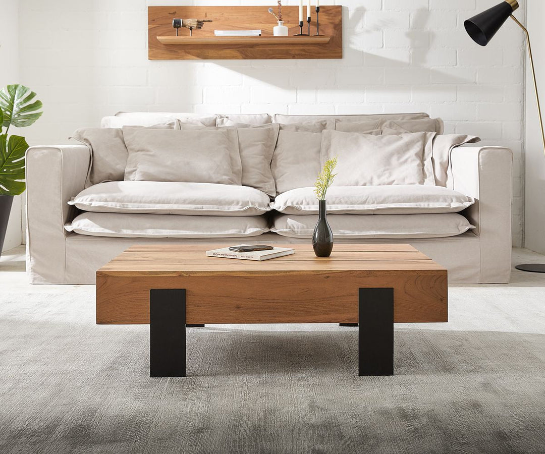 Coffee table made of solid acacia wood and carbon steel - INMARWAR