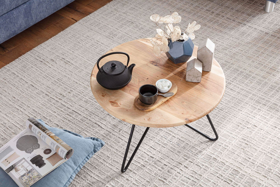 Coffee table made of solid acacia wood and carbon steel - INMARWAR