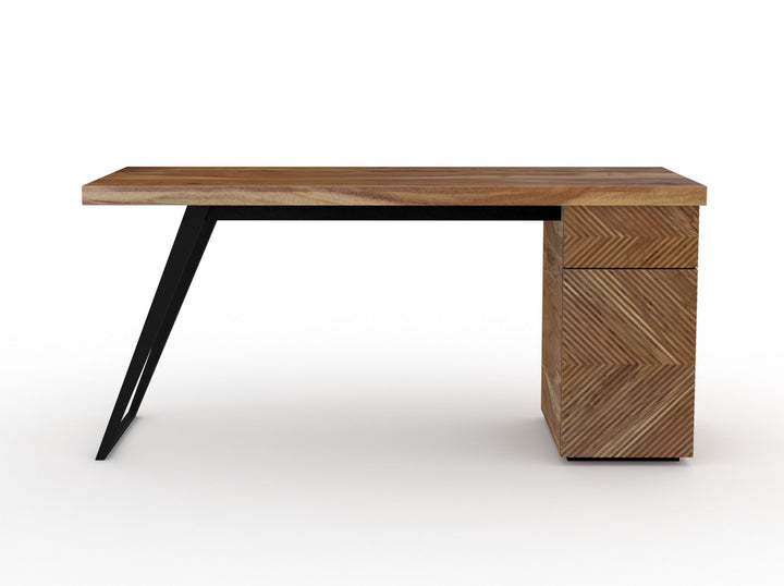 Desk with one door and one drawer made of solid acacia wood and carbon steel - INMARWAR