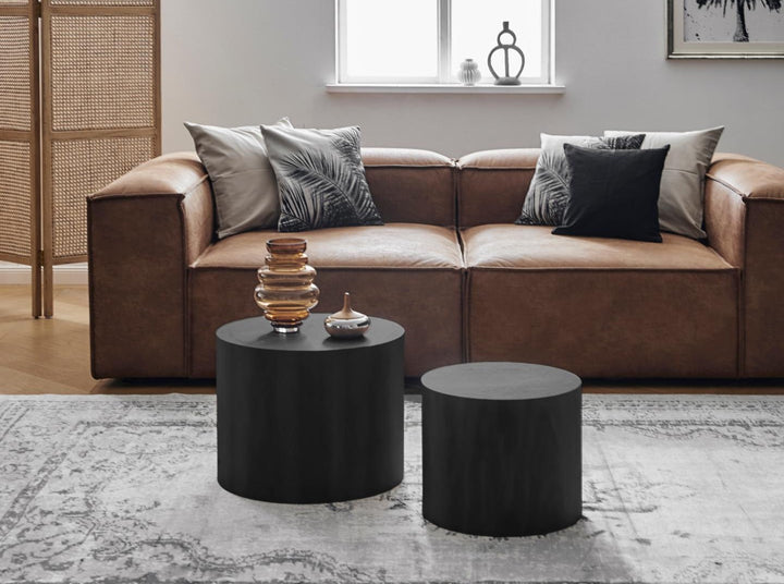 Set of two tables suitable as a nesting tables or coffee table made of solid mango wood - INMARWAR