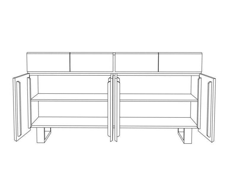 Sideboard with four drawers and four doors made of solid mango wood and carbon steel - INMARWAR