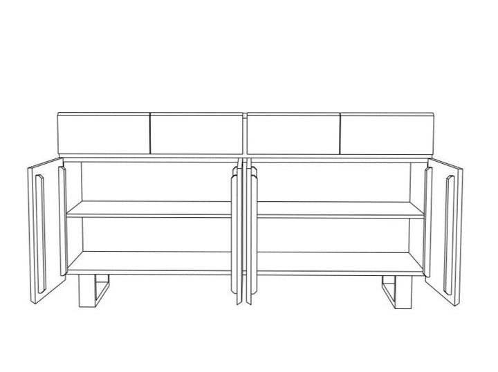 Sideboard with four drawers and four doors made of solid mango wood and carbon steel - INMARWAR