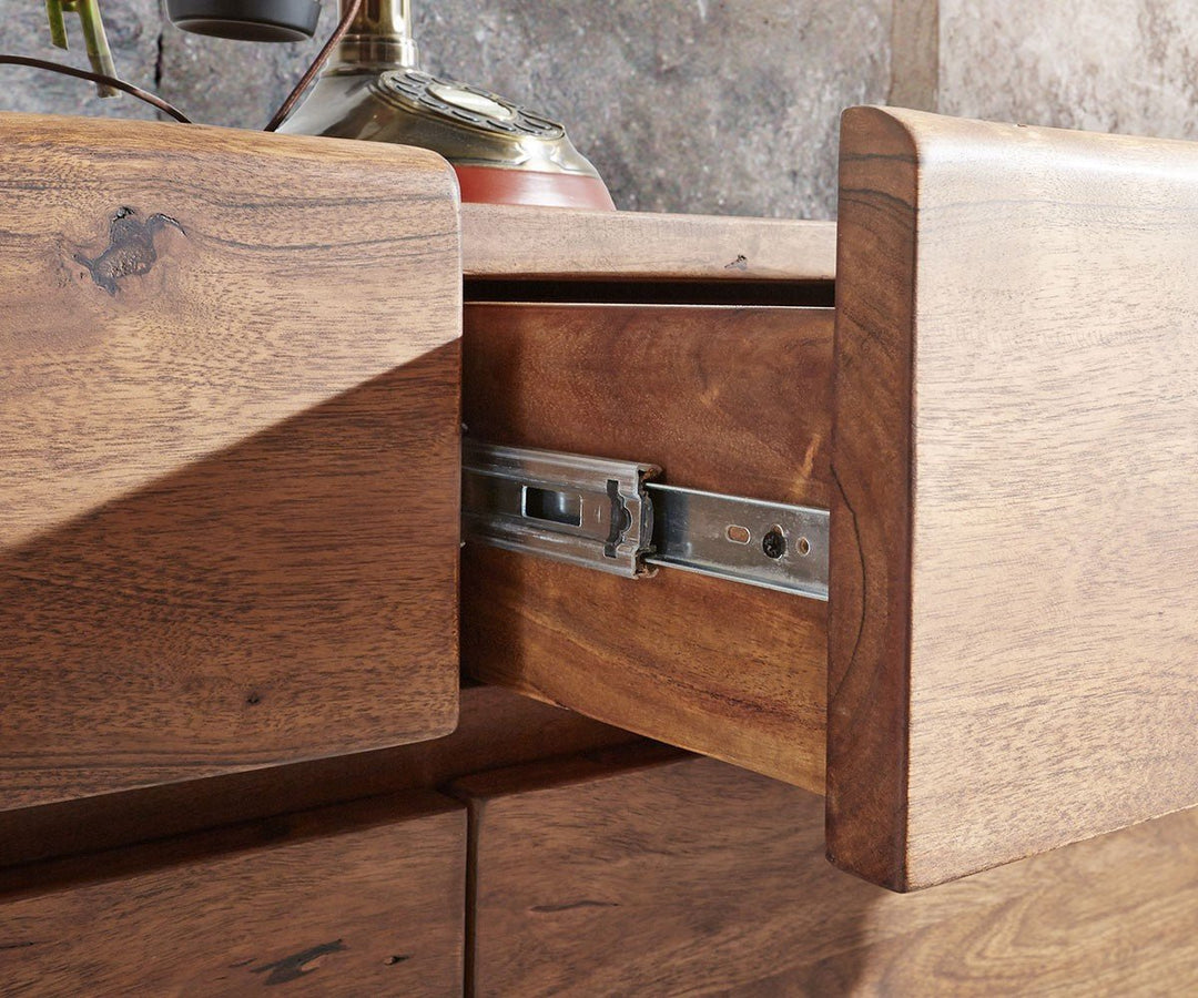 Sideboard with four drawers and four doors made of solid mango wood and carbon steel - INMARWAR