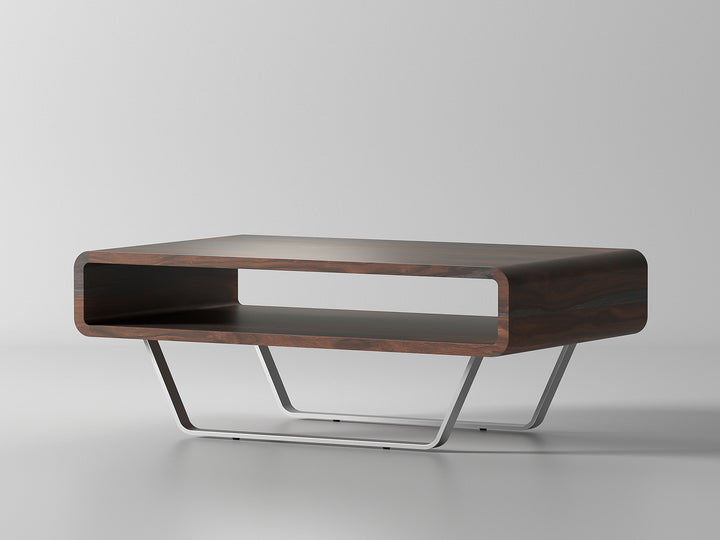 Coffee table made of solid sheesham wood and carbon steel