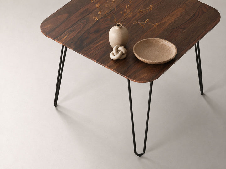 4 Seater dining table, solid sheesham wood and steel