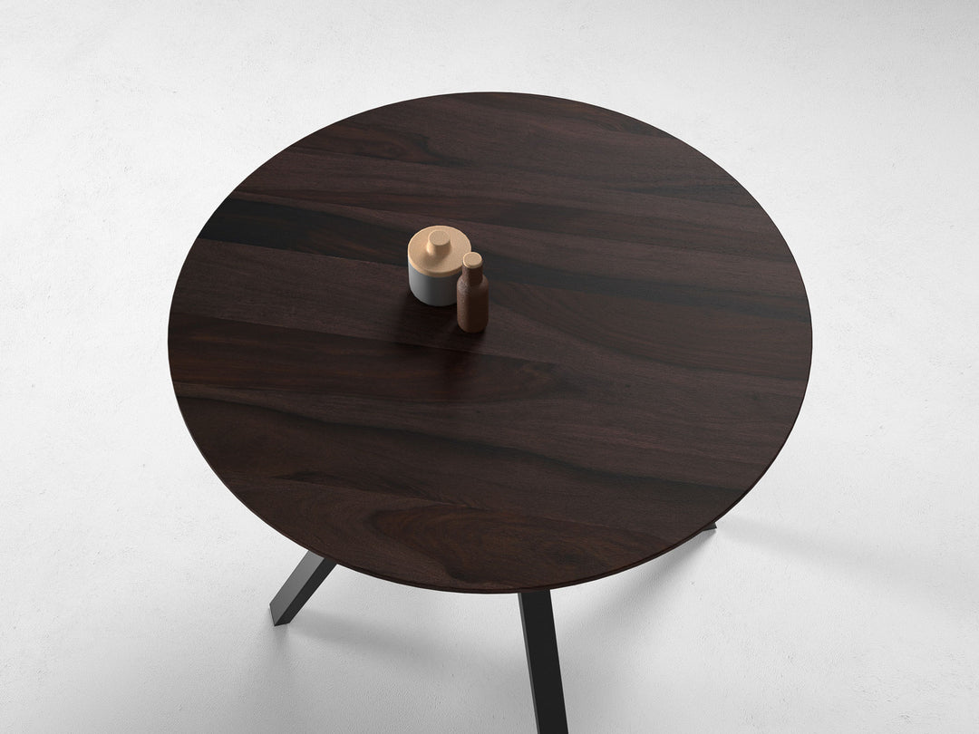 4 Seater dining table, solid sheesham wood and steel