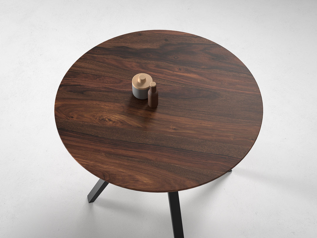 4 Seater dining table, solid sheesham wood and steel