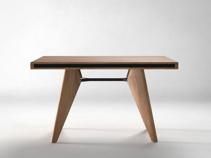 4 Seater dining table, solid acacia wood and steel