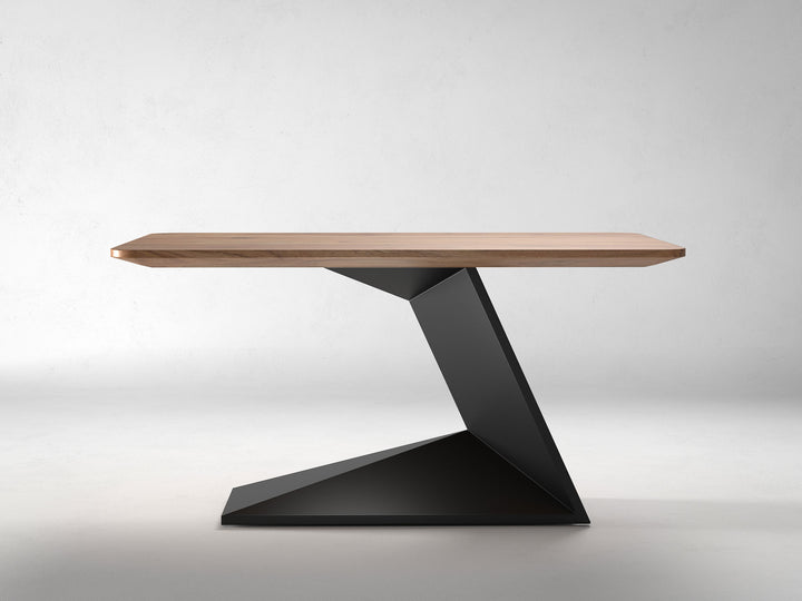 4 Seater dining table, solid acacia wood and steel