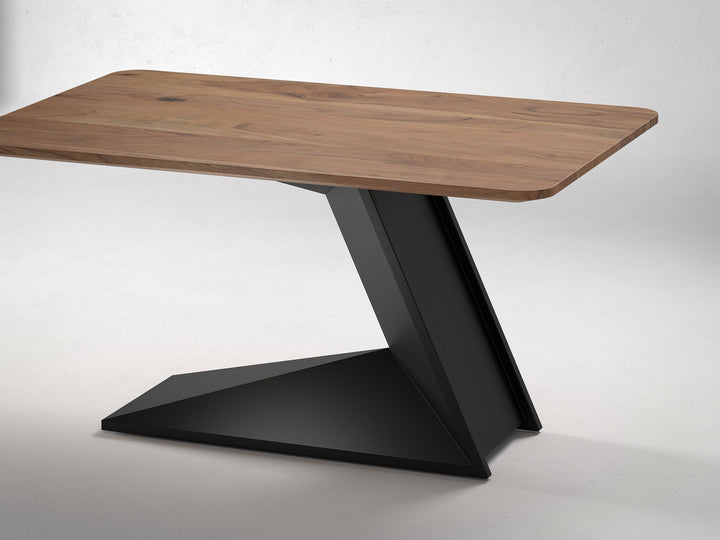 4 Seater dining table, solid acacia wood and steel