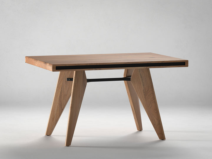 4 Seater dining table, solid acacia wood and steel