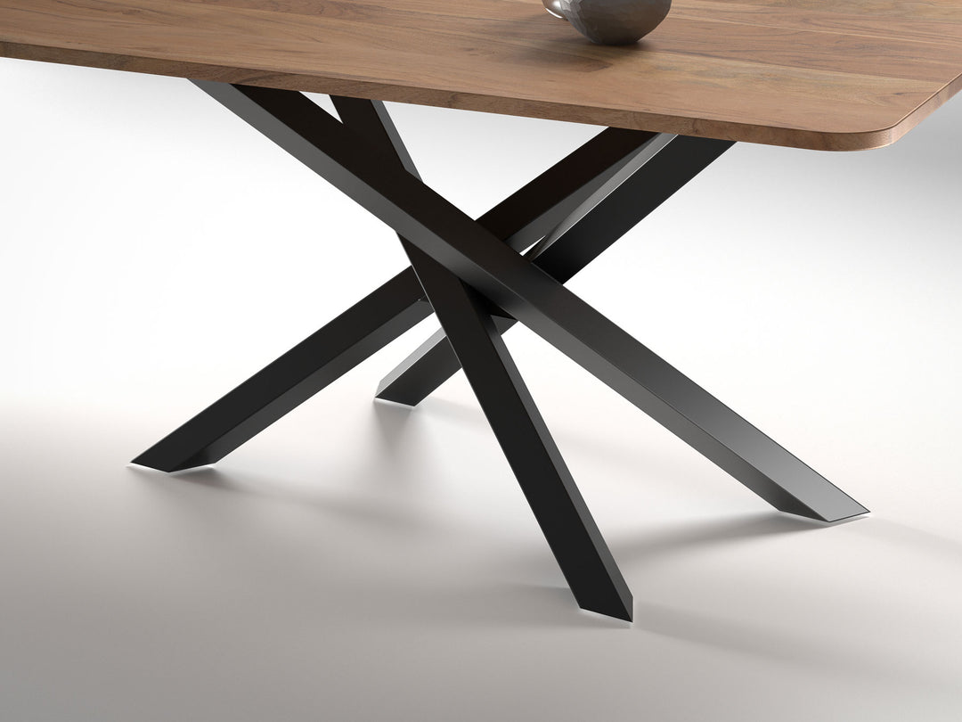 4 Seater dining table, solid acacia wood and steel