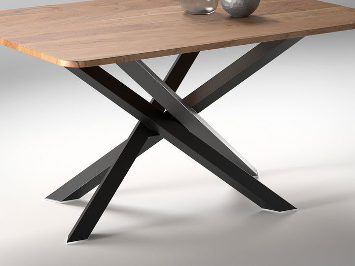 4 Seater dining table, solid acacia wood and steel